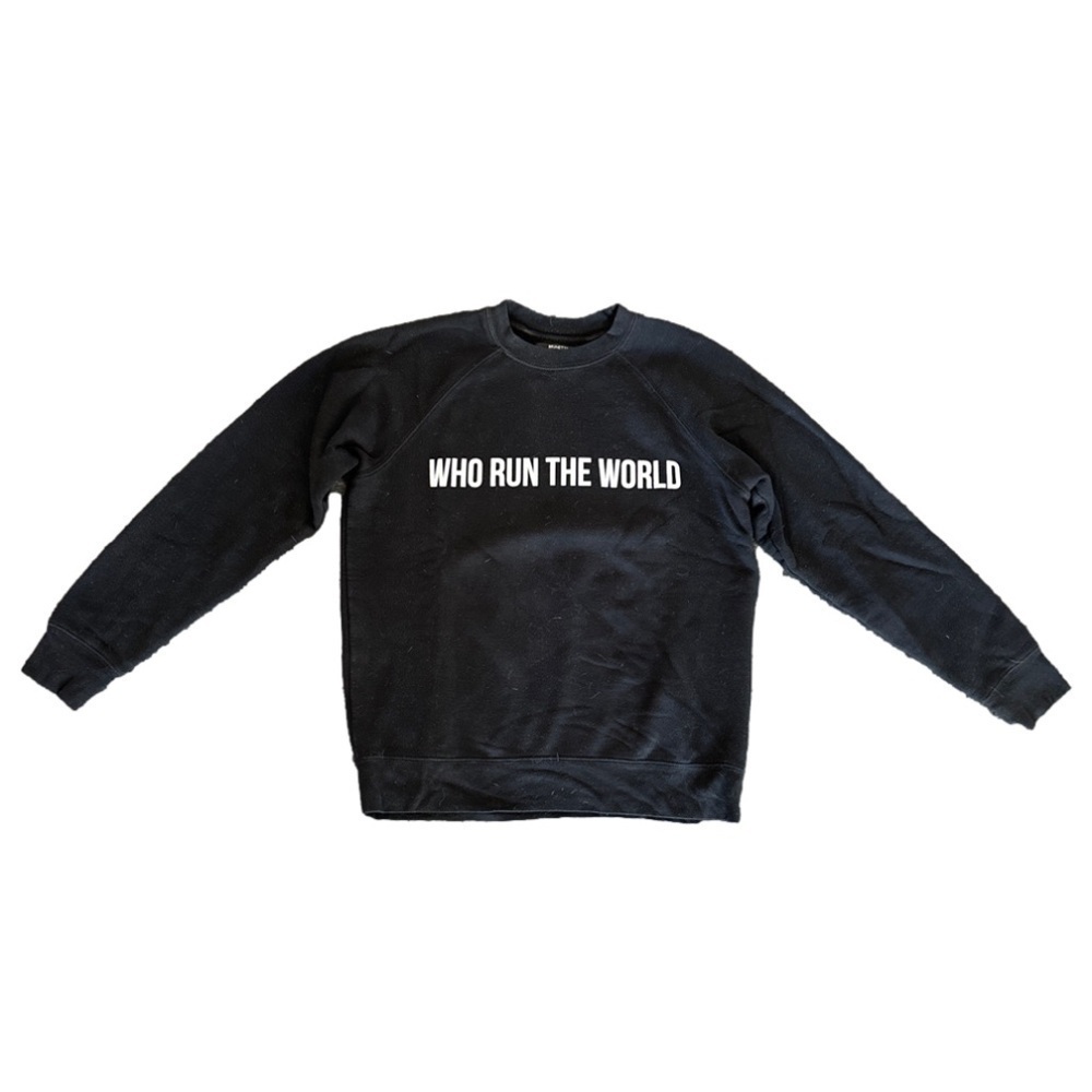 Brunette the Label Who Runs the World Black Crew neck sweater sized small
